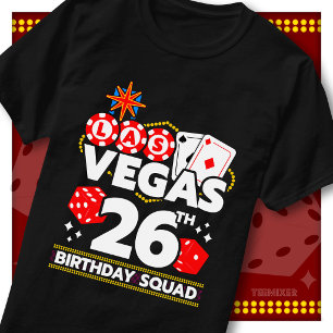 Matchande Vegas 26-års födelsedagsgäng Casino-fest T Shirt