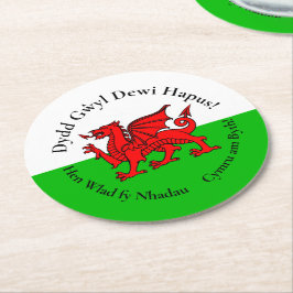 Matchande walesiska drakens St David-dagen Underlägg Papper Rund