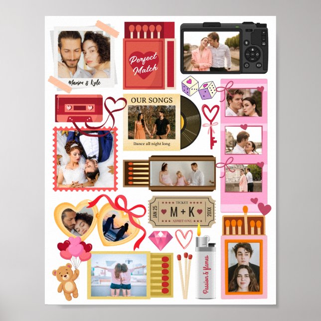 Matchbox Perfect Match Couple Retro Photo Collage Poster (Framsidan)