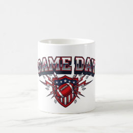 Matchdag Amerikansk Fotboll Patriotisk Sköld Sport Kaffemugg