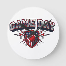 Matchdag Amerikansk Fotboll Patriotisk Sköld Sport Rund Klocka