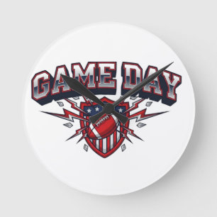 Matchdag Amerikansk Fotboll Patriotisk Sköld Sport Rund Klocka