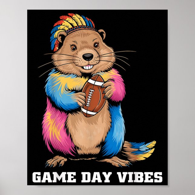 Matchdag stämning tribal jordpung som håller ameri poster (Framsidan)