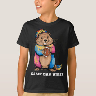 Matchdag stämning tribal murmeldjur håller fotboll t shirt