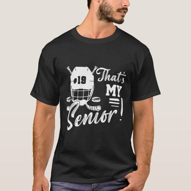 Matchdags Tröja Nummer 19 Det är Min Senior Hockey (Framsida)