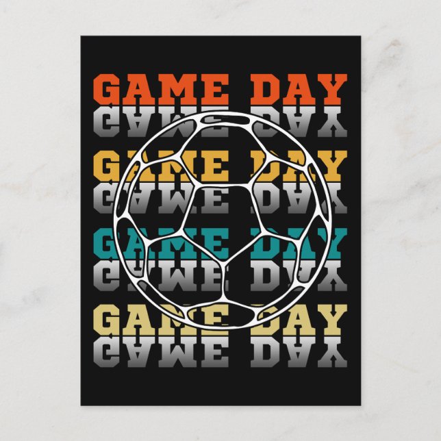 Matchdagsfotbollsentusiast Färgtypografi Vykort (Framsida)