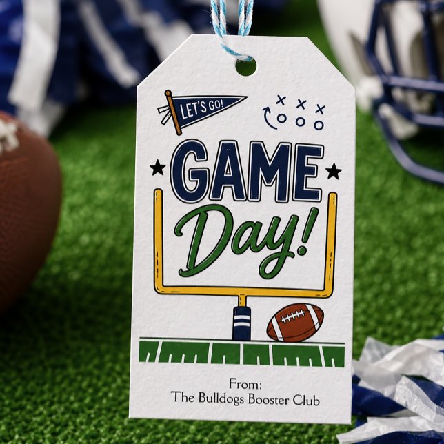 Matchdagsfotbollslagets anda presentetikett (Game Day Team Spirit Favor Tag)