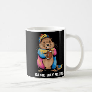 Matchdagsstämning Tribal Groundhog Håller Amerikan Kaffemugg