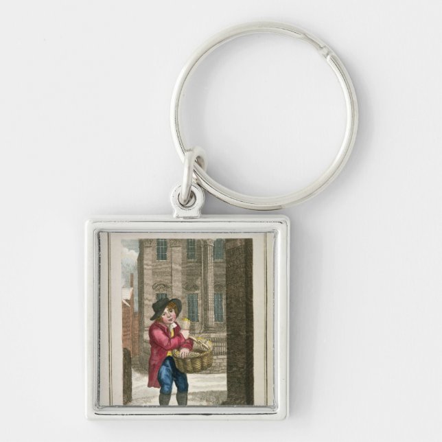 Matcher herrgårdhus fyrkantig silverfärgad nyckelring (Framsidan)