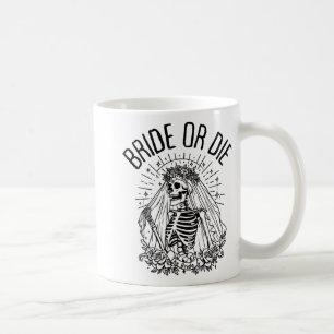 Matching Bride Or Die Gotisk Skelett Bröllop Brudt Kaffemugg