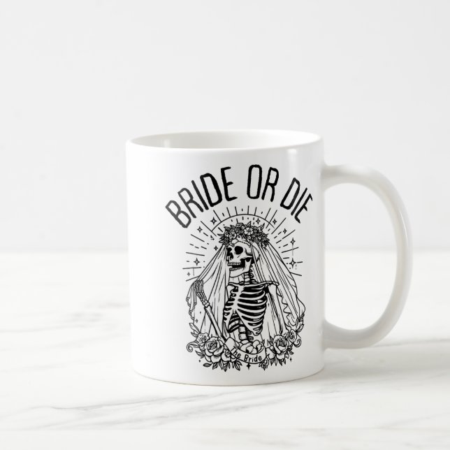 Matching Bride Or Die Gotisk Skelett Bröllop Brudt Kaffemugg (Höger)