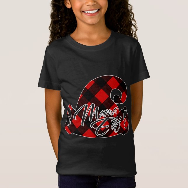MATCHING CHRISTMAS RED PLAID PAJAMA FOR MAMMA ELF T SHIRT (Framsida)