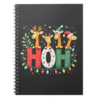 Matching Christmas Santa Hat Ho Ho Ho Giraffe Anim Anteckningsbok