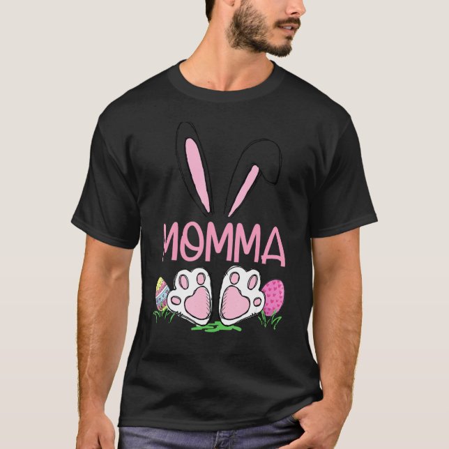 Matching Egg Hunter Cute Bunny Öron Påsk Momma W T Shirt (Framsida)