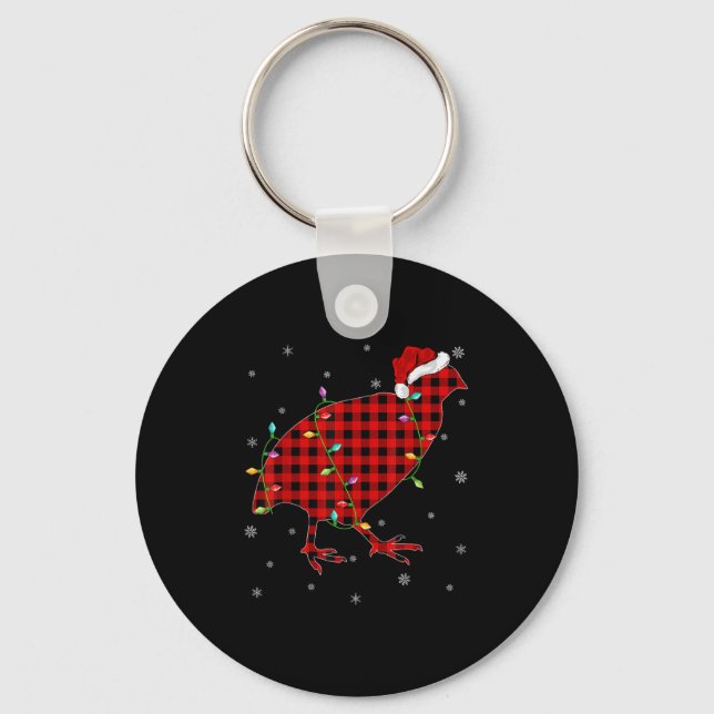 Matching Family Buffalo Plaid Quail Bird Christmas Nyckelring (Framsida)