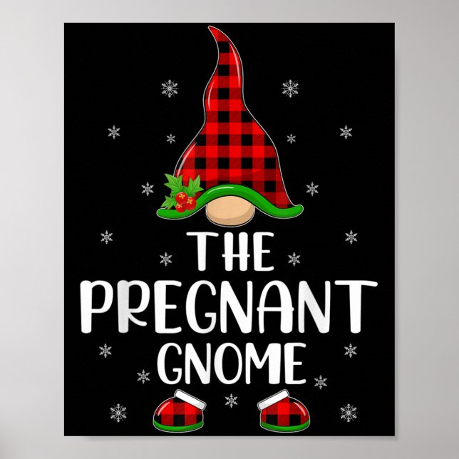 Matching Family Buffalo Plaid The Pregnant Gnome C Poster (Framsidan)