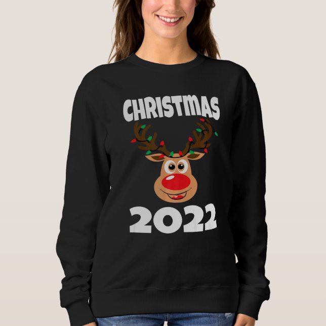 Matching Family Christmas 2022 Cute Reindeer Holid T Shirt (Framsida)