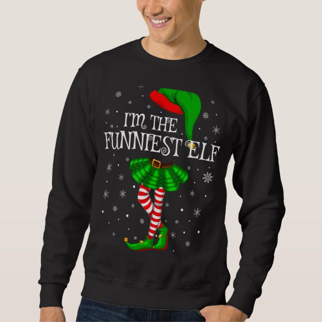 Matching Family Group I är Funniest Elf Christm Lång Ärmad Tröja (Framsida)