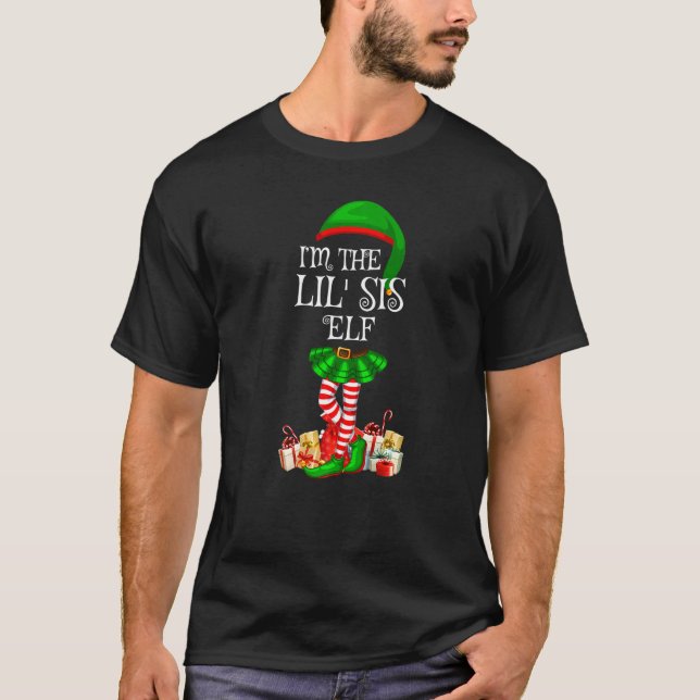 Matching Family Group I är Lil'Syrran Elf Christm T Shirt (Framsida)