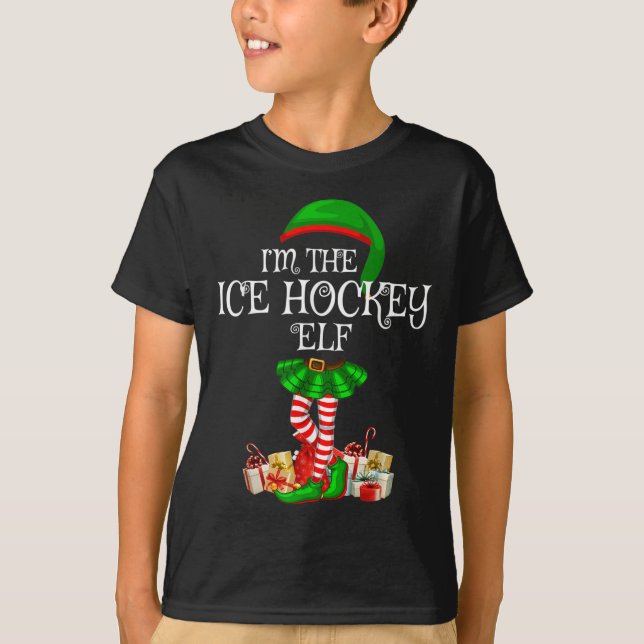 Matching Family Group I'm The Ice Hockey Elf Chris T Shirt (Framsida)