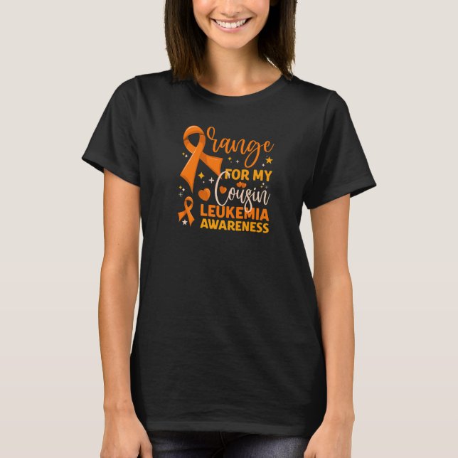 Matching Family Orange For My Cousin Leukemia Awar T Shirt (Framsida)