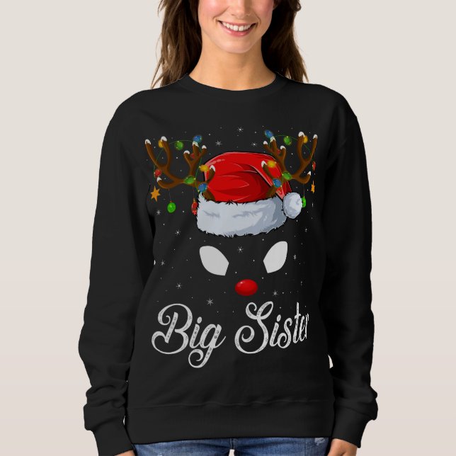 Matching Family Santa Hat Big-Sister Reindeer Chri T Shirt (Framsida)