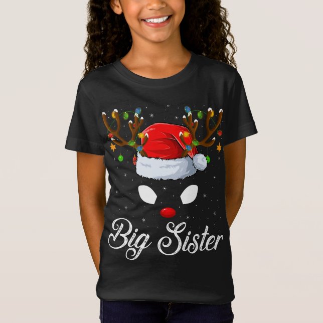 Matching Family Santa Hat Big-Sister Reindeer Chri T Shirt (Framsida)