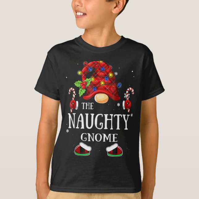 Matching Family The Naughty Gnome Christmas Group  T Shirt (Framsida)