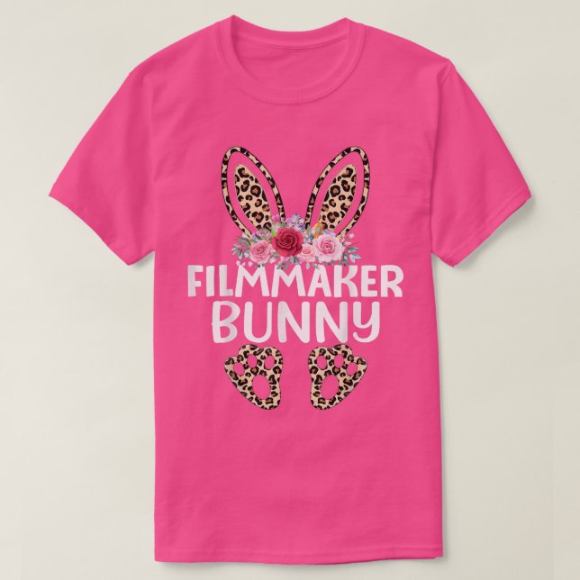 Matching Funny Leopard Print Bunny Filmmaker Easte T Shirt (Design framsida)