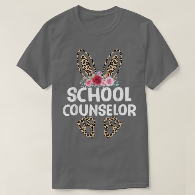 Matching Funny Leopard Print Bunny School Counselo T Shirt (Design framsida)