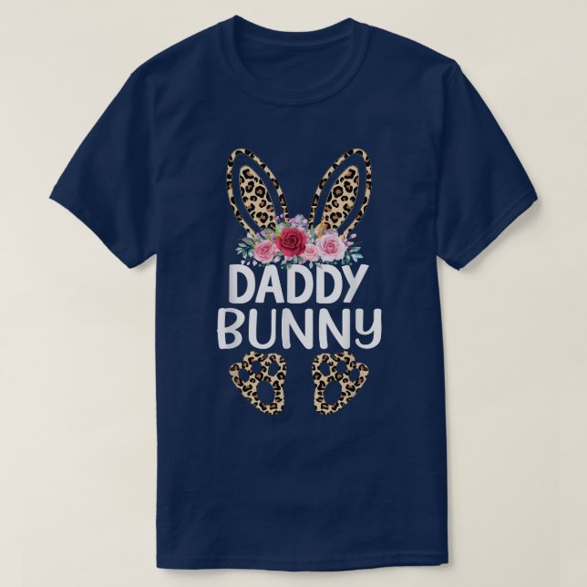 Matching Funny Leopard Skriv ut pappa Bunny Påsk T Shirt (Design framsida)