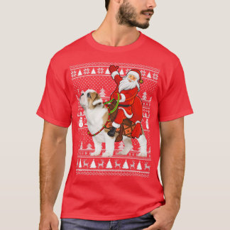 Matching Funny Santa Riding English Bulldog Ugly C T Shirt