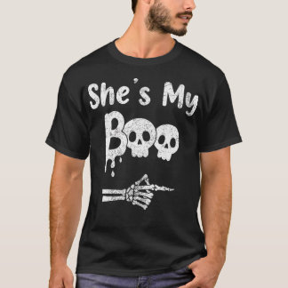 Matching Halloween Par Shes my Boo Skull Fac T Shirt
