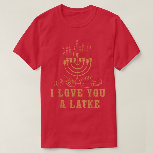 Matching Hanukkah I Kärlek Du på Latke Jewish Holi T Shirt (Design framsida)