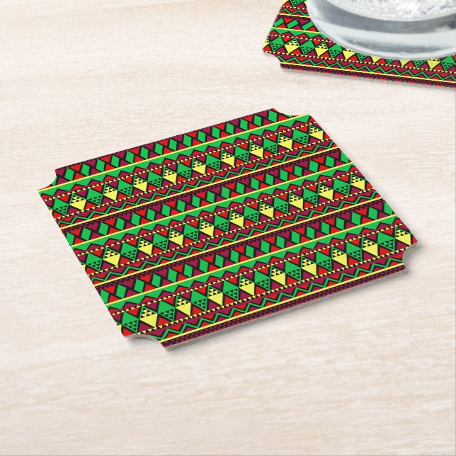 Matching Kwanzaa Gult Red Black Grönt Underlägg Papper (Vinklad)