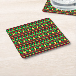 Matching Kwanzaa Gult Red Black Grönt Underlägg Papper Kvadrat