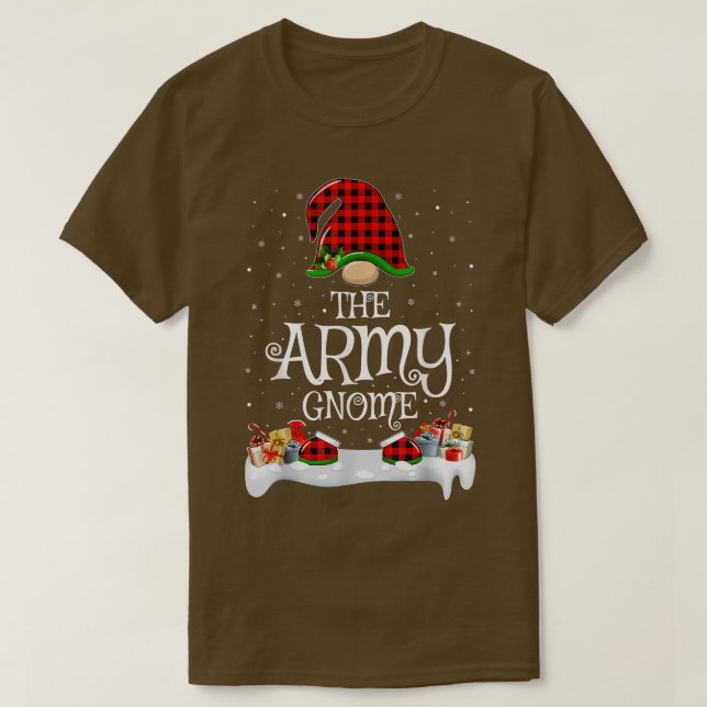 Matching Red Buffalo Plaid The Army Gnome Christma T Shirt (Design framsida)
