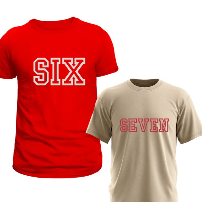 Matching Six and Seven Font Based Couple T-Shirt (Skapare uppladdad)