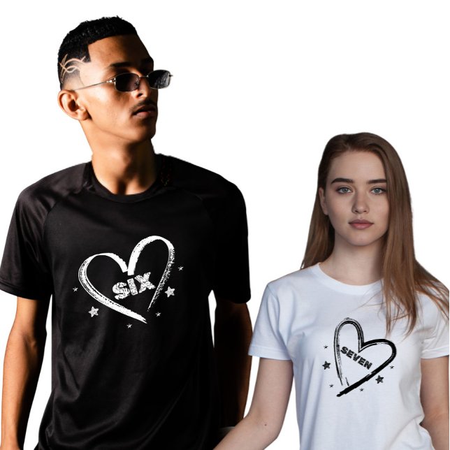 Matching Six and Seven Heart Couple T-Shirt (Skapare uppladdad)