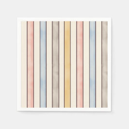 Matching, Subdued Pink, Yellow and Blue Stripes Pappersservett