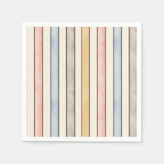 Matching, Subdued Pink, Yellow and Blue Stripes Pappersservett