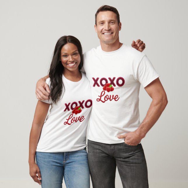 Matching XOXO Love Cherry Hearts Couple T-Shirts,  T Shirt (Unisex)