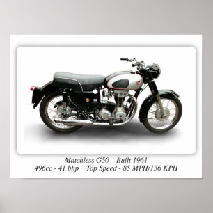 Matchlös G50 Byggt 1960-motorcykel - A3 Poster