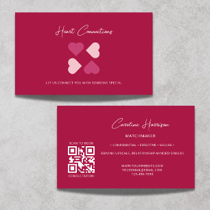 Matchmaker Dag Service QR Code Red Heart Modern Visitkort