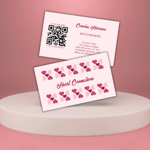 Matchmaker Dag Service Red Rosa Hearts QR-kod Visitkort