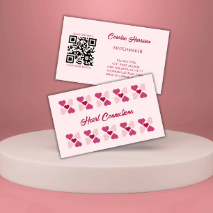 Matchmaker Dag Service Red Rosa Hearts QR-kod Visitkort