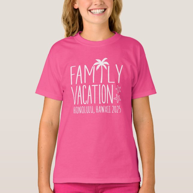 Matchning av anpassningsbar Family Beach Vacation  T Shirt (Framsida)