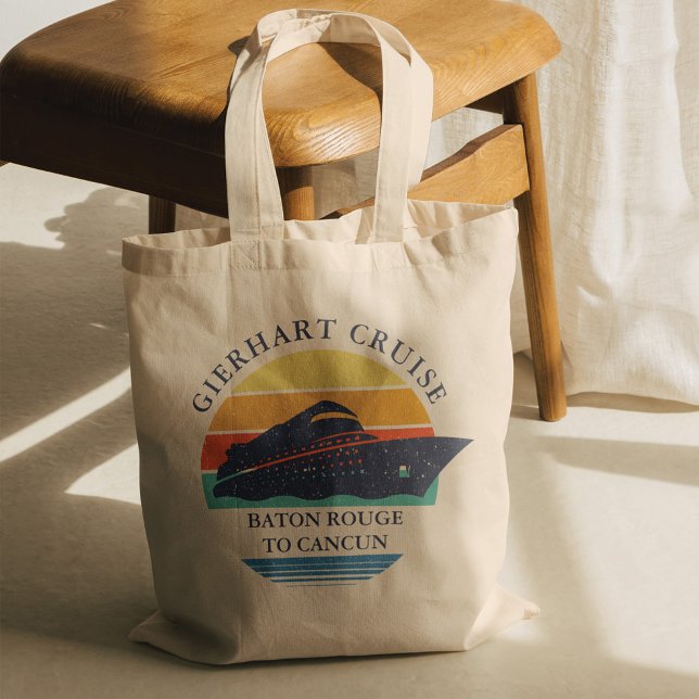 Matchning av Anpassningsbar i Retro Family Cruise  Tygkasse (Family Cruise Matching Summer Vacation Tote Bag)