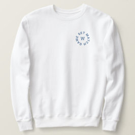 Matchning av Blue Monogram Manar Tennis Whites Lång Ärmad Tröja