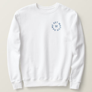 Matchning av Blue Monogram Manar Tennis Whites Lång Ärmad Tröja
